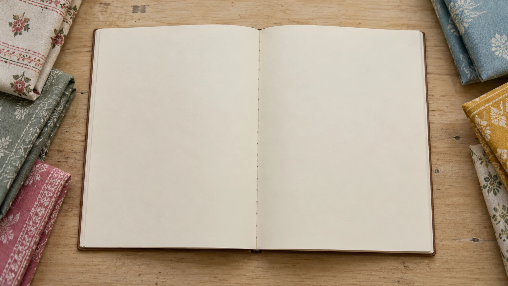 AI-generated concept of a blank order notebook on a practical garment buying desk