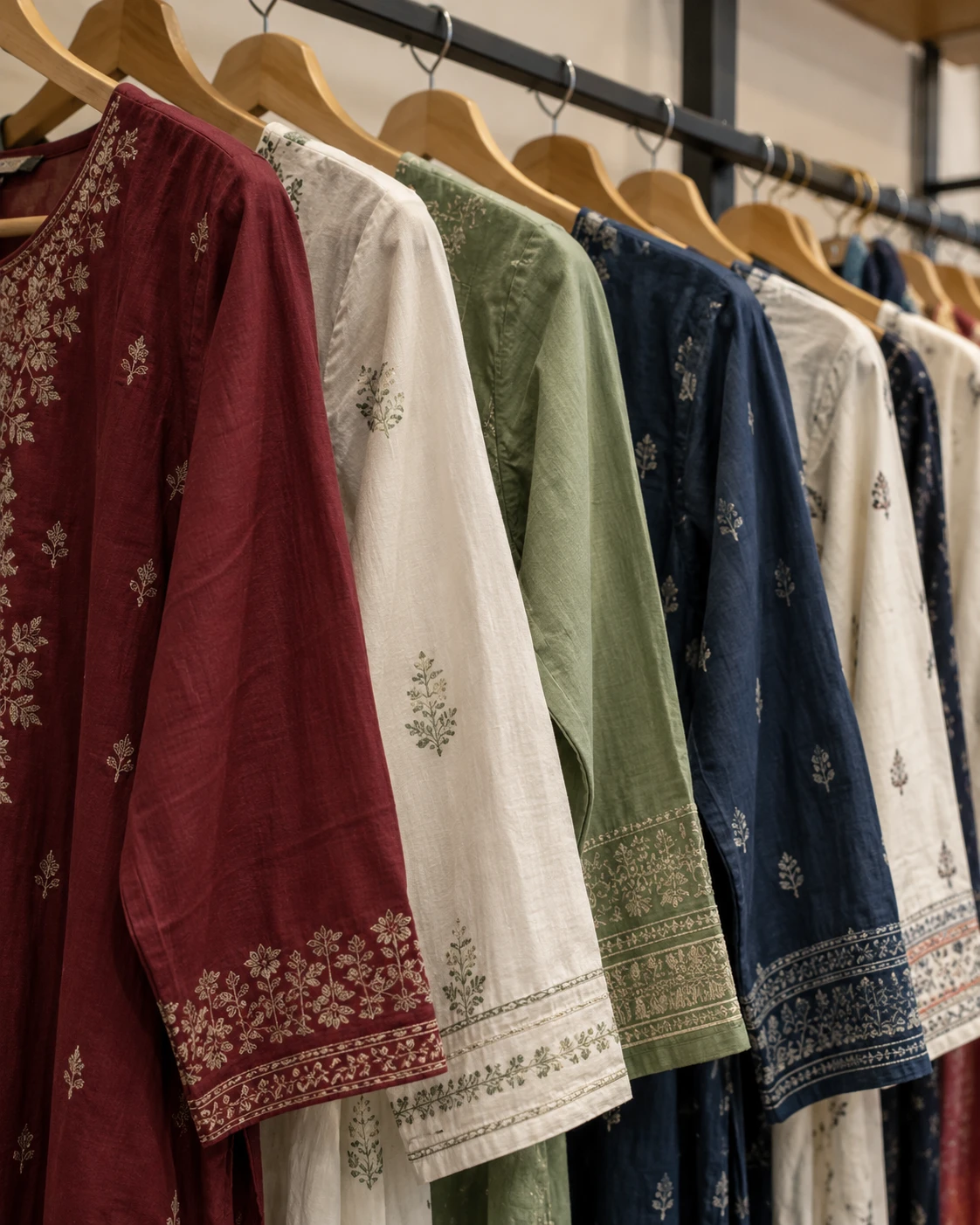 Concept view of garment displays in a contemporary boutique