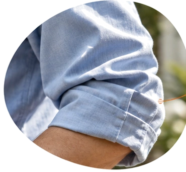 Detailed close-up of a rolled uniform shirt sleeve