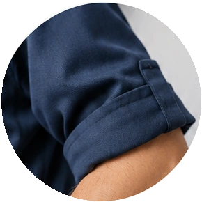 Detailed close-up of a rolled uniform shirt sleeve