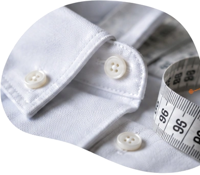 Uniform shirt collar with tailor measuring tape